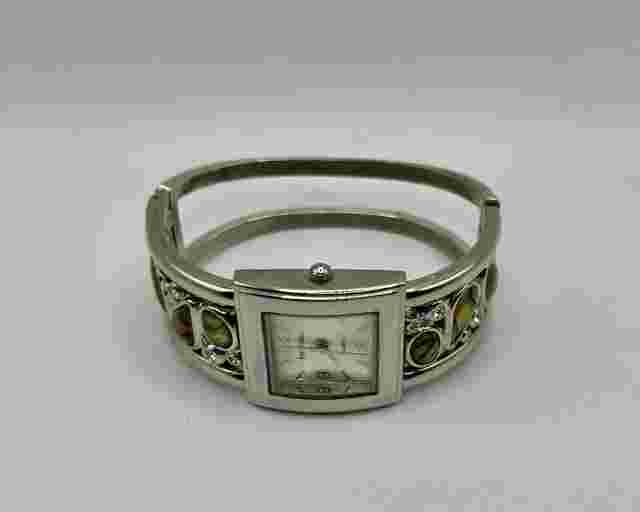 [NOT TESTED] Bay Studio Hinge Watch Silver Tone With Accents & Rhinestones