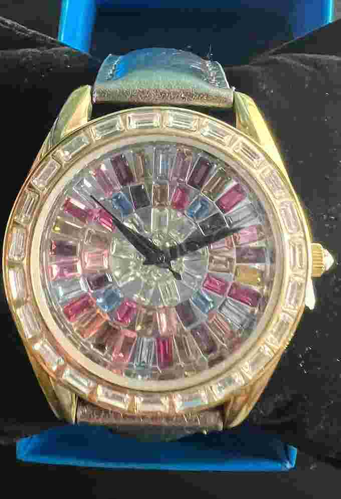 Adrienne Couture Collection 0401/5000 Colorful Crystal Dial Round Case Watch
