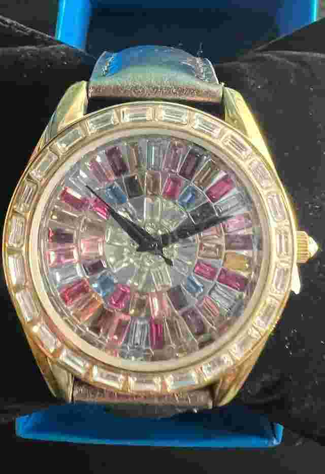 Adrienne Couture Collection 0401/5000 Colorful Crystal Dial Round Case Watch