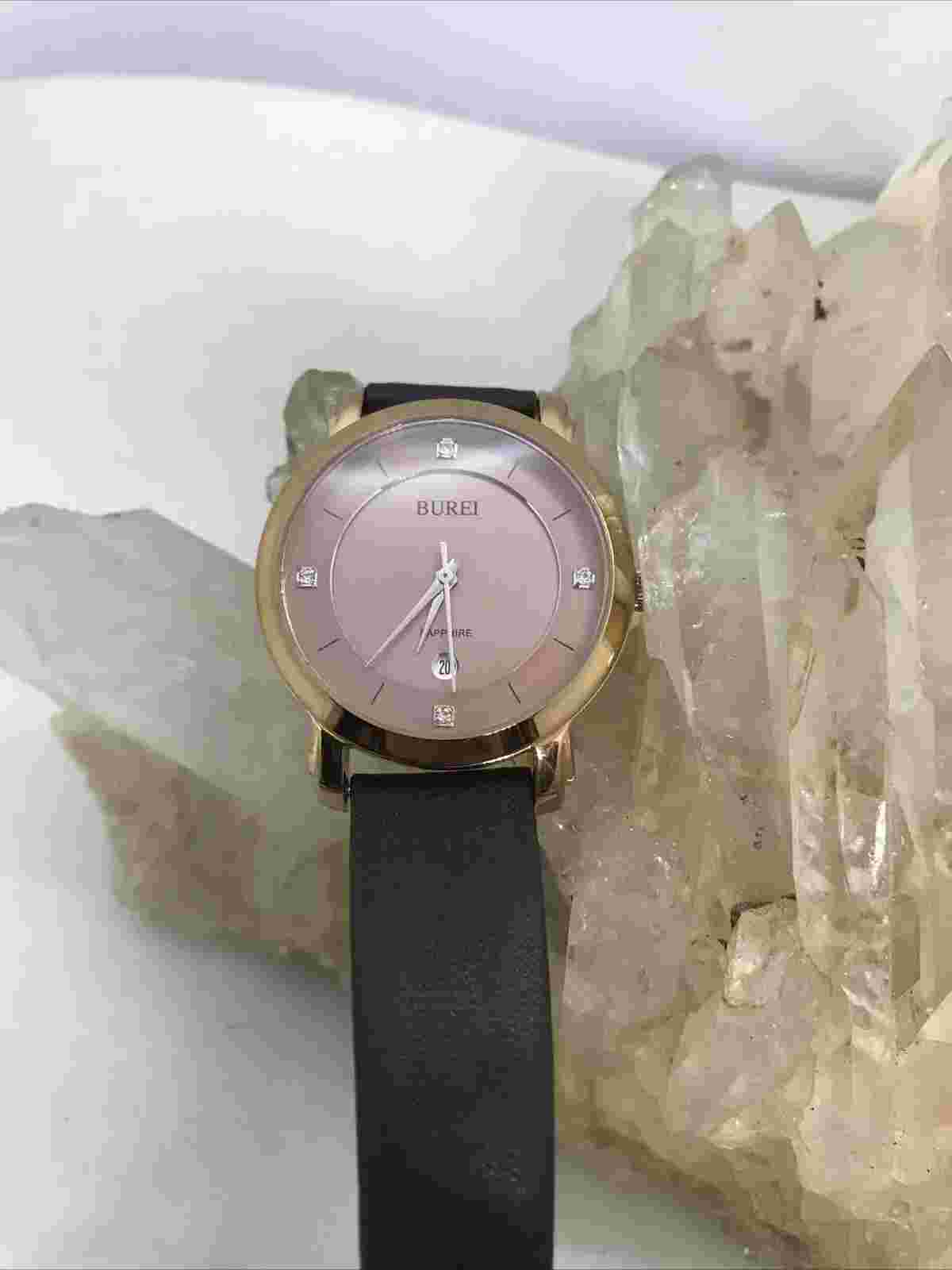 Ladies Burei Sahpire Crystal Date & Time Watch With New Battery