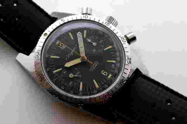 LUGRAN Skin Diver CHRONOGRAPH Incabloc Manual LANDERON 49-38mm-STEEL-(Aquastar)