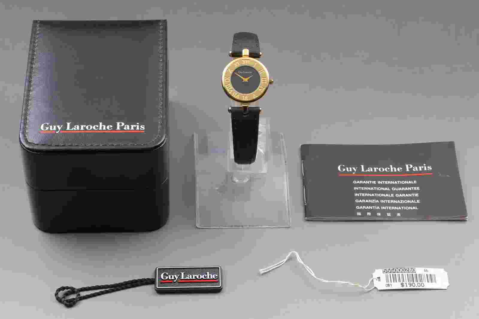 [Exc+5] Guy Laroche quartz women's dial black round watch From JAPAN