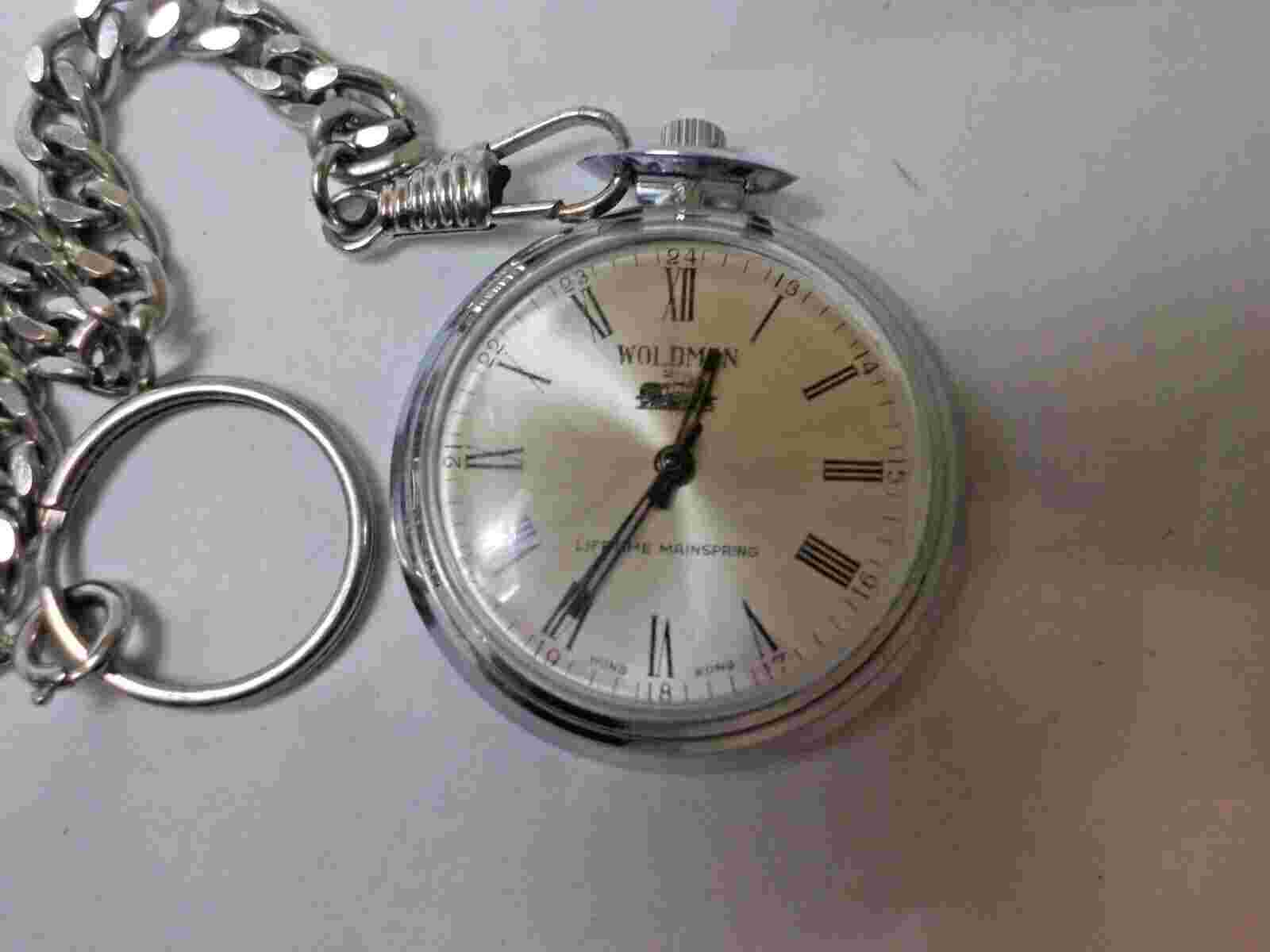 WOLDMAN pocket Watch w/ Train logo on it lifetime mainspring