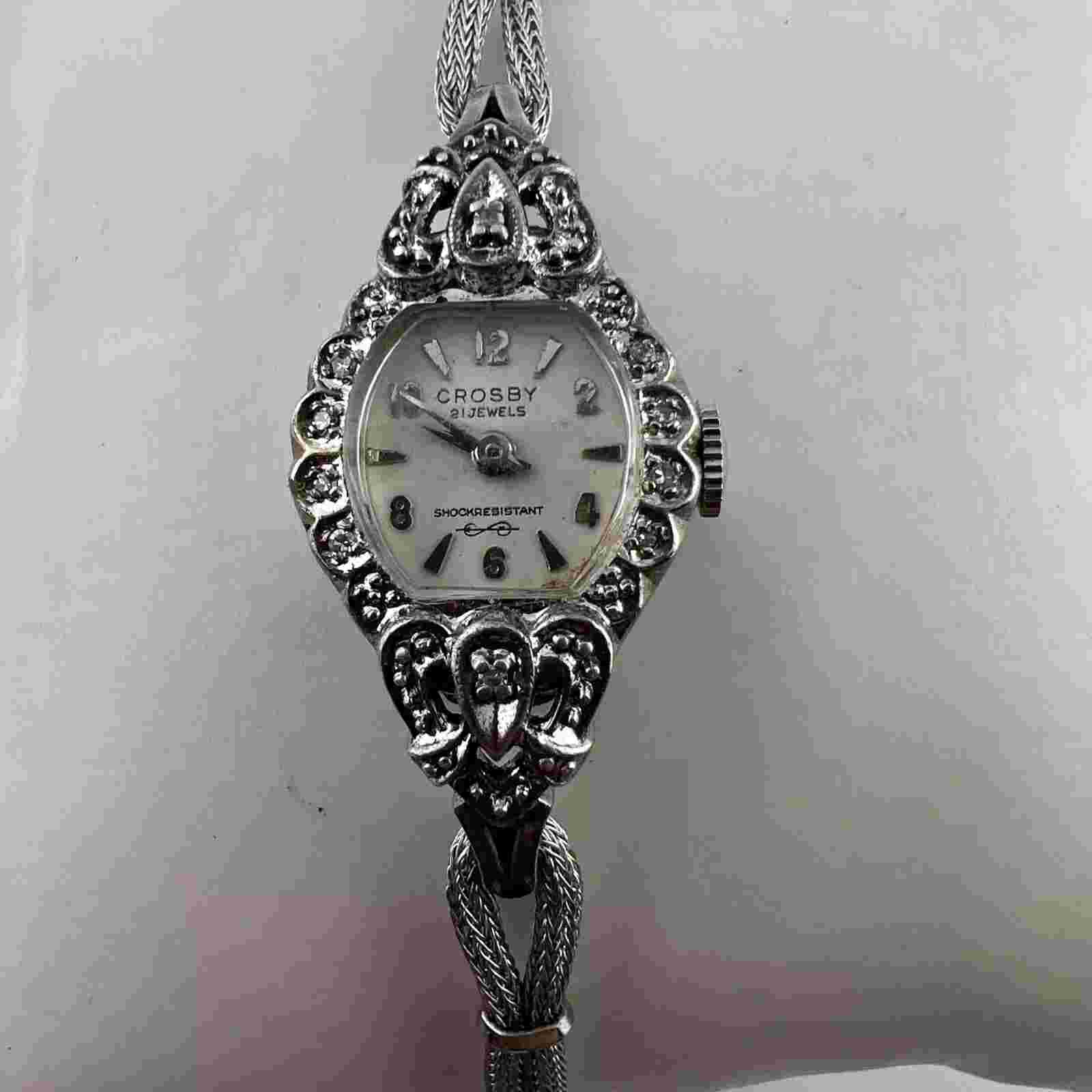 Running - Vintage Women’s Crosby 21J Genuine Diamond Rolled White Gold Watch