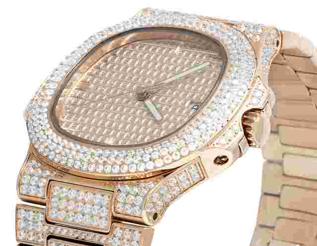 Mens Iced Rose Stainless Steel 40MM PP Cubic Zirconia Watch