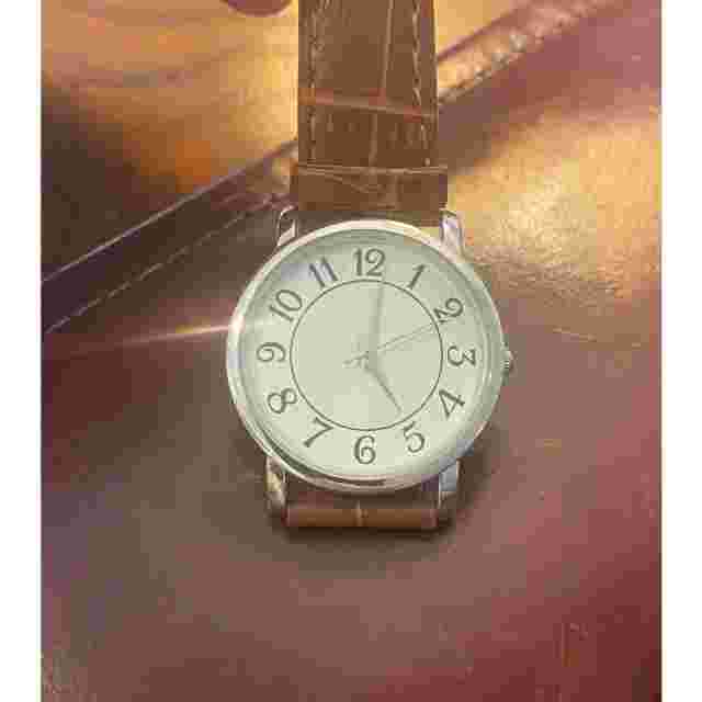 Unisex 35mm Silver Tone Calvin Hill Watch with Brown Band, Easy to Read Dial