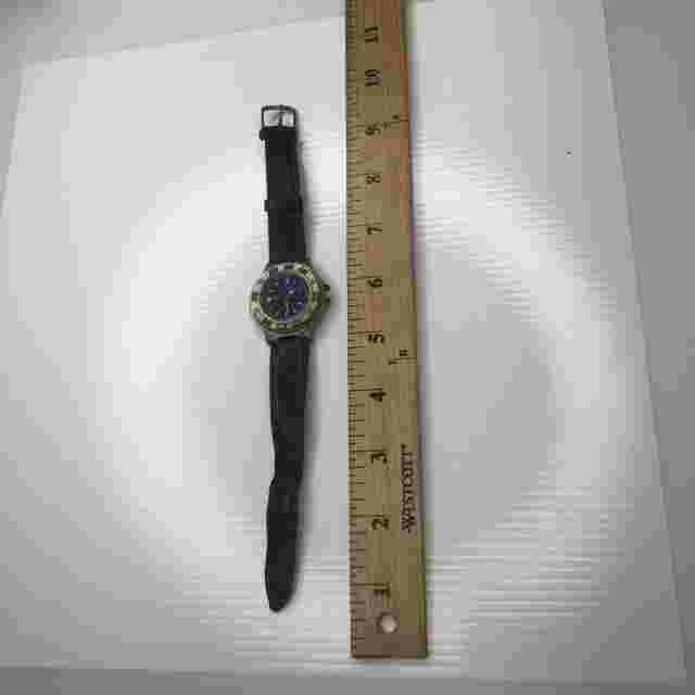 X11 Hugo Maxx 18K Gold Plated WR30M Men Chrono Blue Black Leather Crack Untested