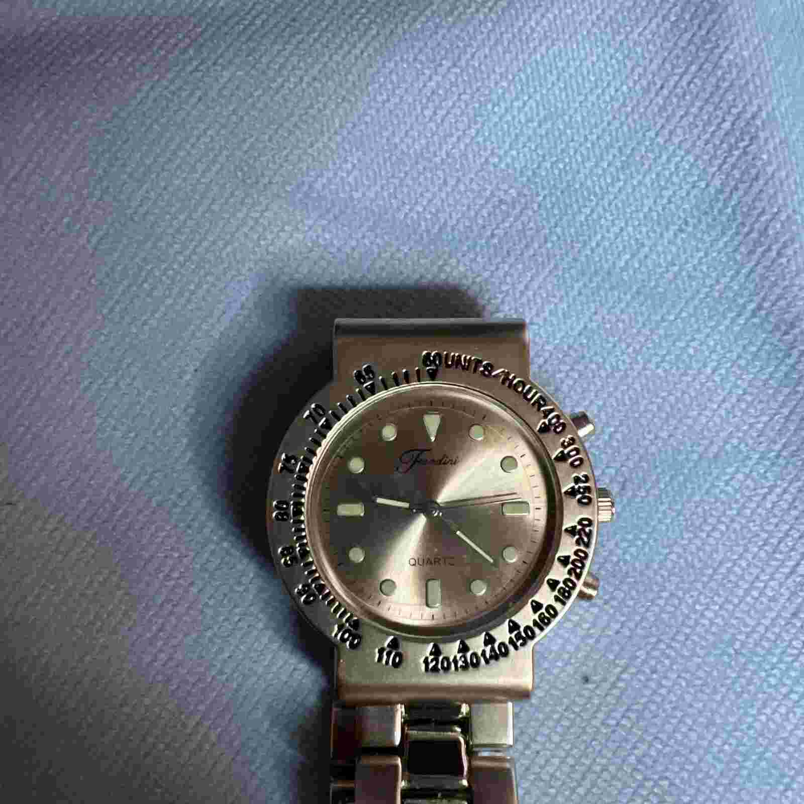 Fondini Watch Mens Silver Tone Countdown Chronograph Bezel New Battery 40mm