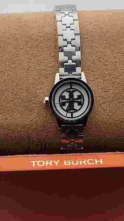 New Tory Burch Reva Women's Slim Stainless Steel Watch TBW4044 - Silver Tone
