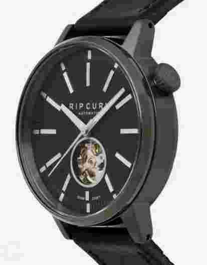 Rip Curl DRAKE AUTOMATIC LEATHER SURF WATCH New - 008MTI Gunmetal Rrp $449.99