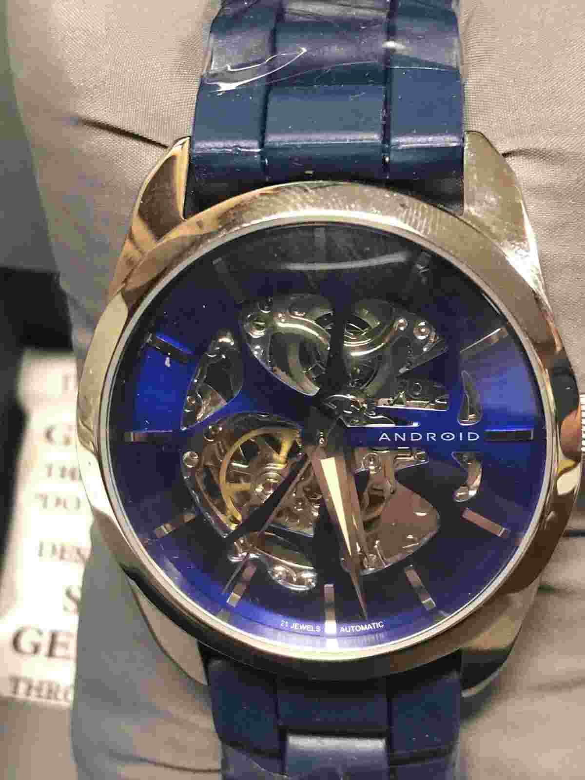 Android AD562 Seagull Ty2807 21 JEWEL Sapphire Crystal Skeleton Movement Ceramic