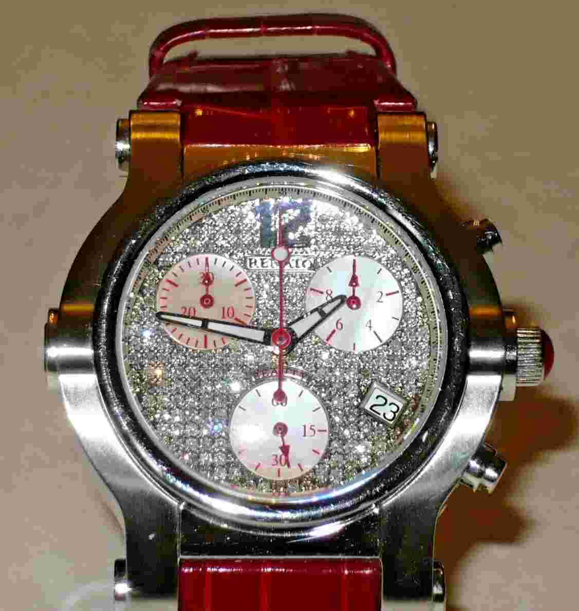 RENATO BEAUTY 2 CTTW WHITE DIAMOND WATCH CHRONOGRAPH WATCH LIMITED ED # 28 OF 30