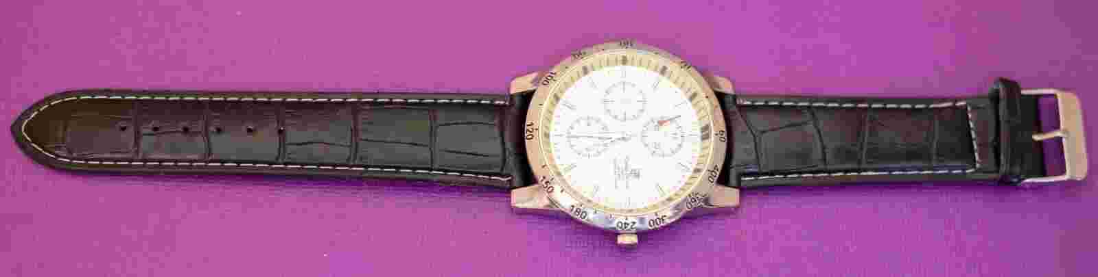 8 inch, Vintage Black Lace White Modern Style Watch by Charles Dumont - Q37