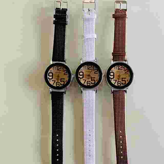 Lot of 3-Qty, Big Numbers faux Leather women watches