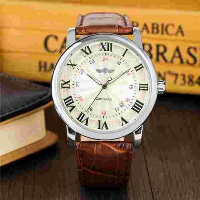 WINNER Mechanical Watch Men's Mechanical Automatic Wristwatch Roman Number Dial