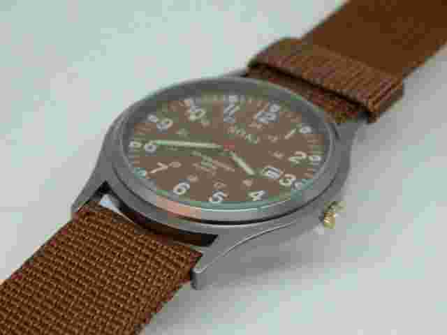 SOKI Men's Quartz Round Brown Dial Military style watch on Brown Canvas Strap