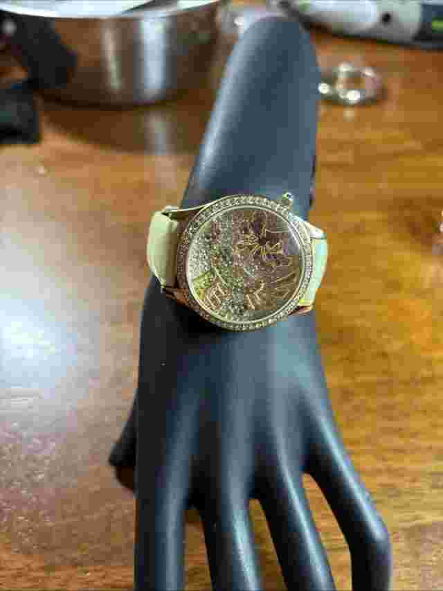 120Victoria Wieck Watch Women 37mm Crystal Hummingbird Leather Band New Battery