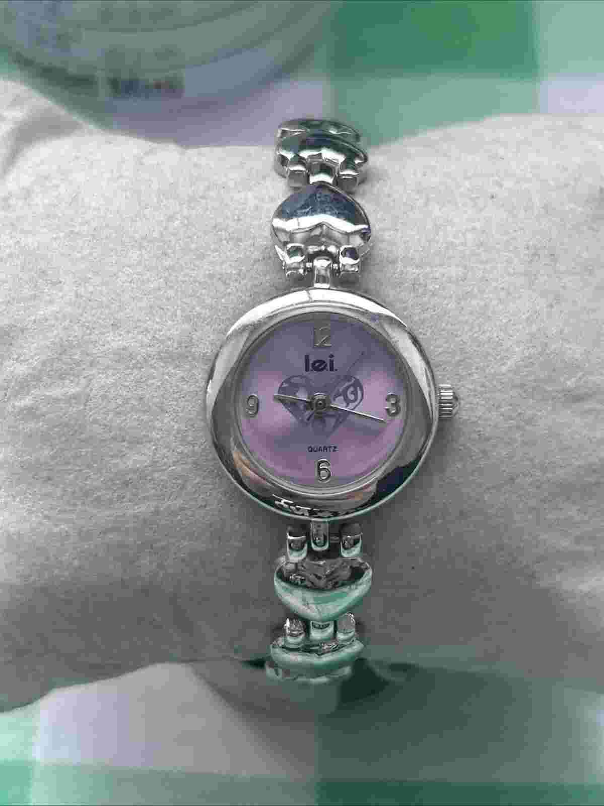 Lei Silver Tone Purple Heart Dial Women’s Quartz Watch