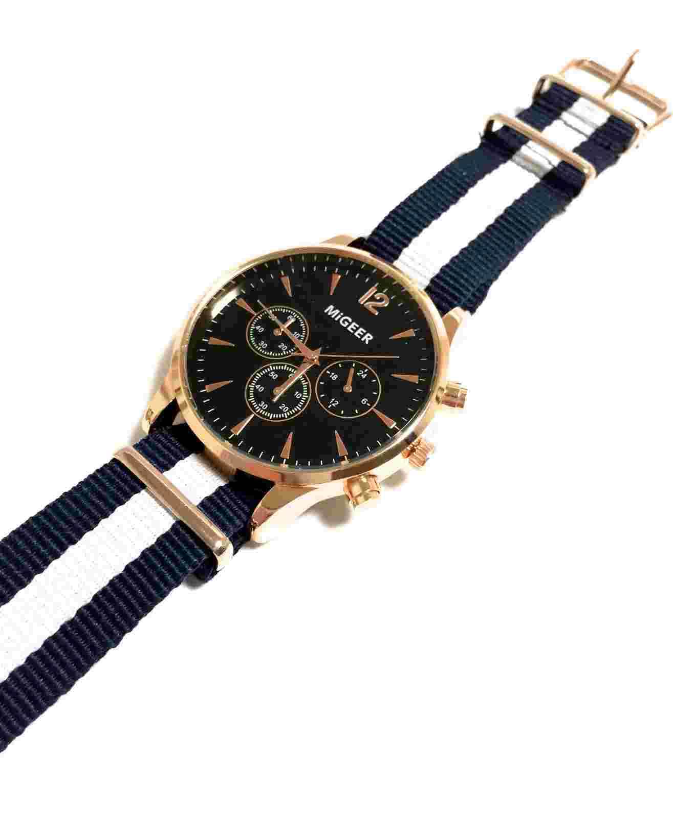 Unisex Fashion Casual  Date Analog Quartz Textile Strap Wristwatch