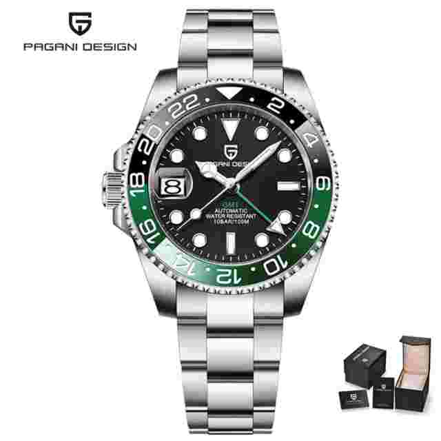 PAGANI DESIGN PD-1662 Luxury GMT Men Mechanical Wristwatch Sapphire Glass Stainl