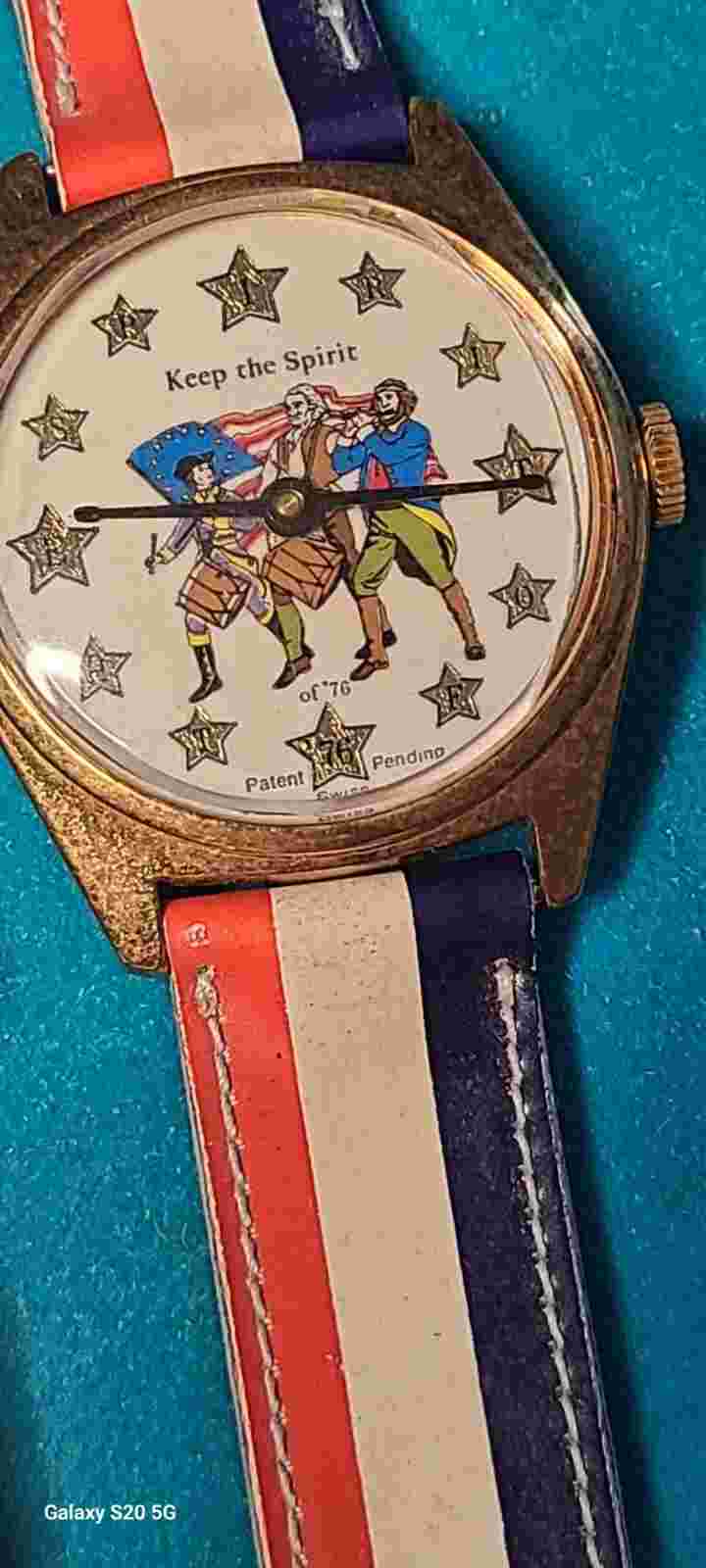 The Spirit of ’76 Watch in Original Case Red, White, Blue Band Self Winding