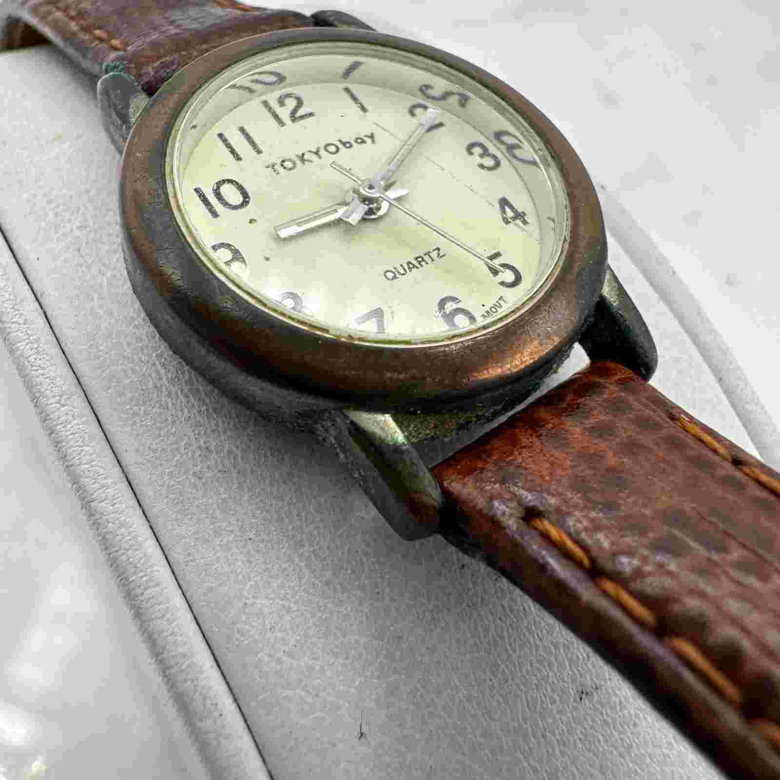 Tokyobay Womens Bronze Tone and Brown Strap Watch, New Battery