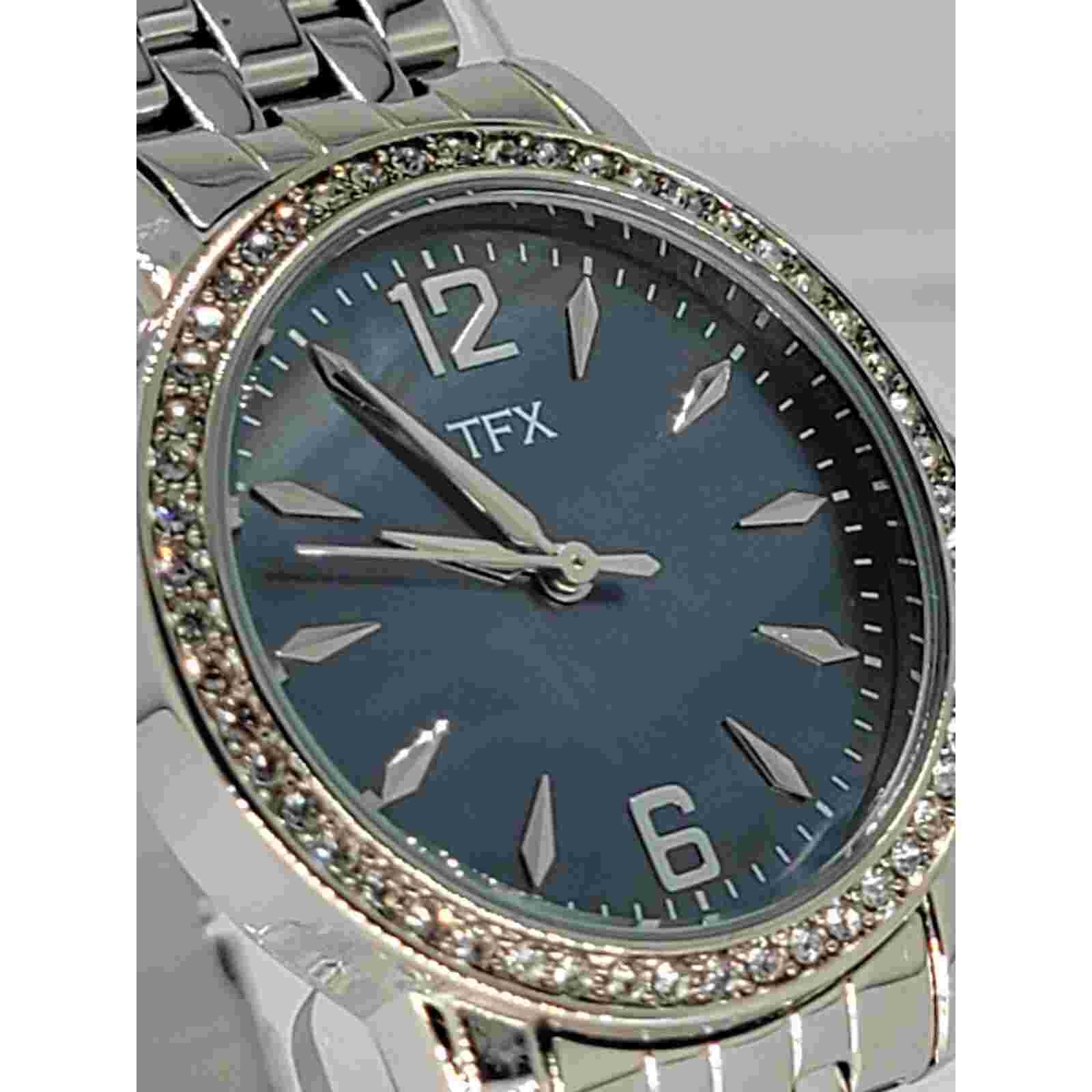 Bulova TFX Silver Tone Mother of Pearl  Swarovski Crystals Women's Watch