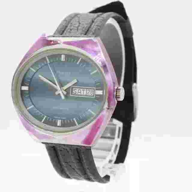 Vintage Phenix S 7726 B Purple Case Blue Dial Men's Automatic Wristwatch