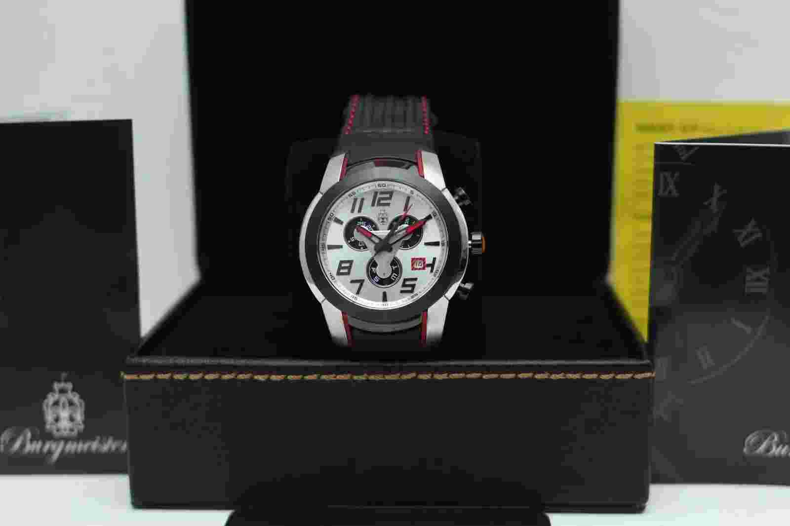Burgmeister Johannesburg Luxury Gents Chronograph Black Leather Watch BM701-112A
