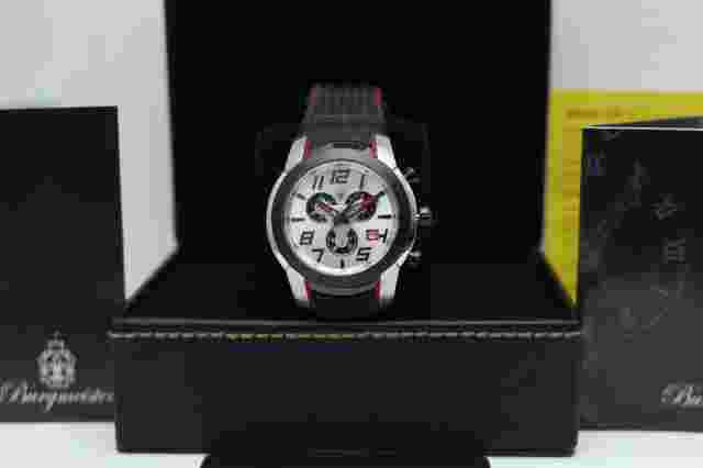 Burgmeister Johannesburg Luxury Gents Chronograph Black Leather Watch BM701-112A