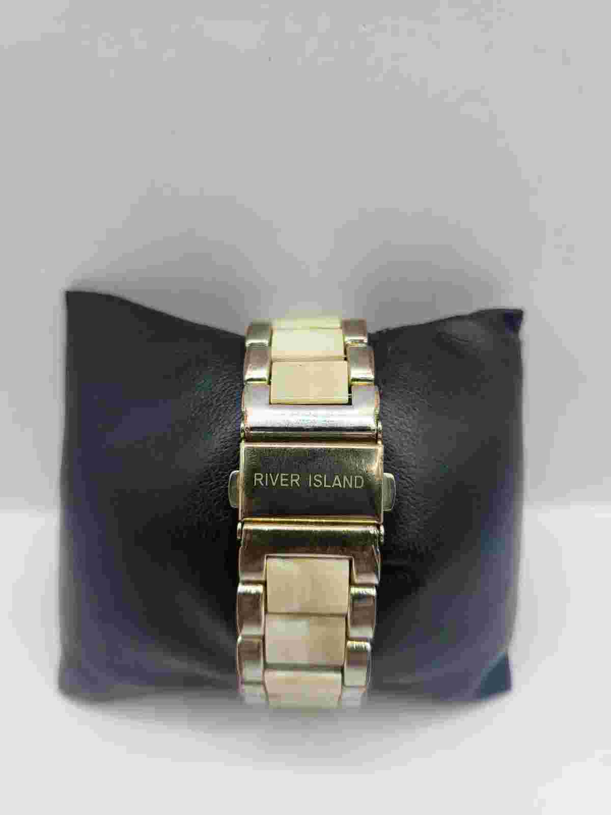 Classy Marble and Gold Tone River Island Wrist Watch Stainless Steal Backing