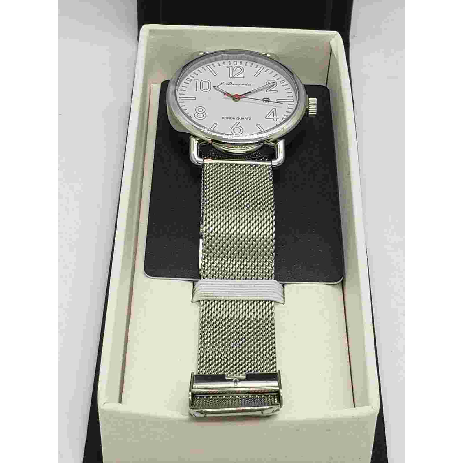 J. Brackett Men's Camden Mesh Watch white dial