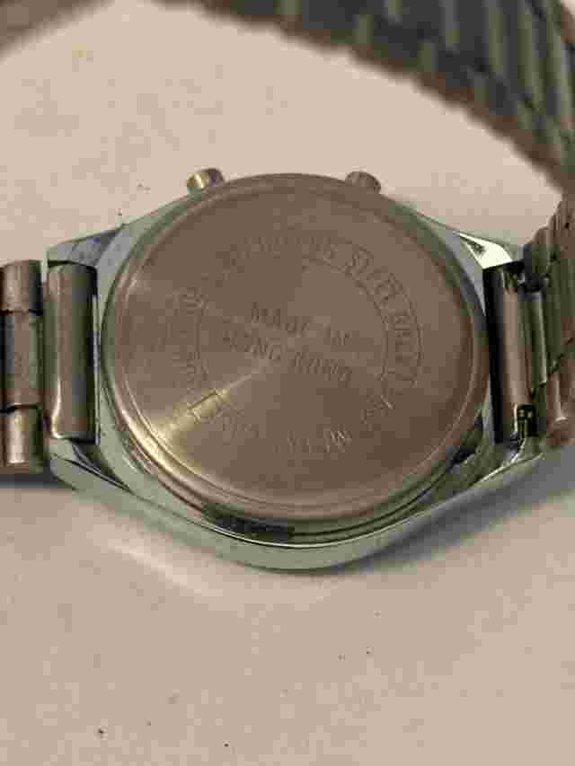 Quintel Chronograph Quartz Watch Men's Silvertone Wristwatch Made in Hong Kong