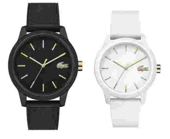 Lacoste 12.12 2070003 Black White Gold New Women's Men's Wristwatch Watch Set
