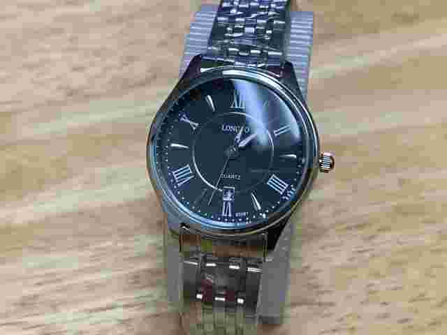 Unused Longbo Lady Silver Black Roman Analog Quartz Watch~Date~New Battery