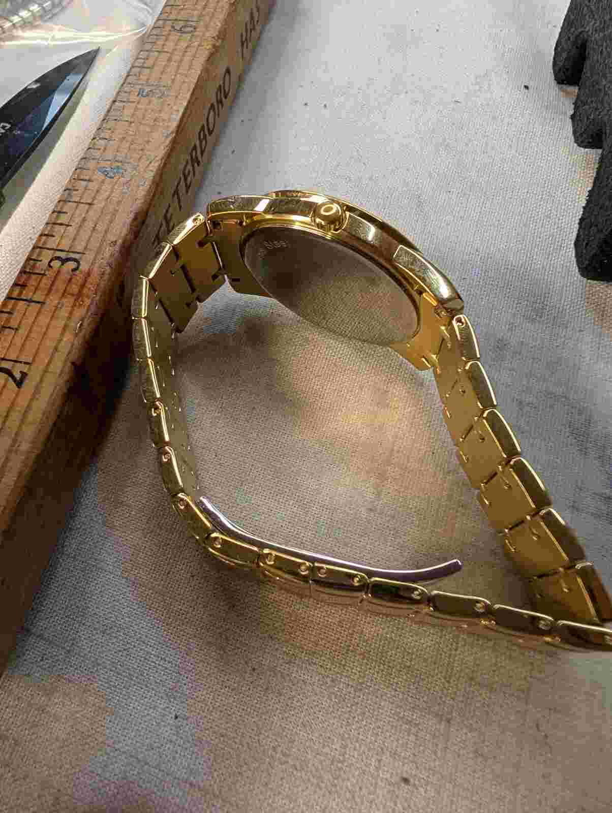 Epoch Stainless Steel Men’s Gold Tone Dress Watch With Butterfly Clasp