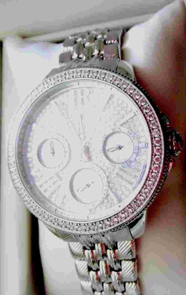 Judith Ripka Stainless Steel  Diamonique Multi-Function Watch Sz Small w JR Box