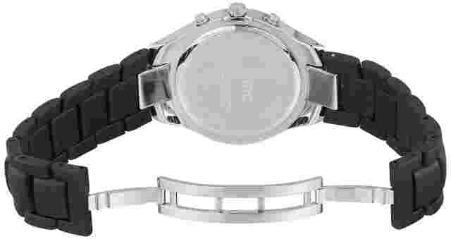 Men's Round Stainless Steel Stop Watch w/ Black Plated Bracelet by Gino Franco