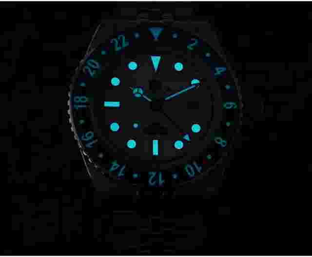 San Martin Men GMT Watch Luxury Automatic Wristwatch Luminous Sapphire Bezel