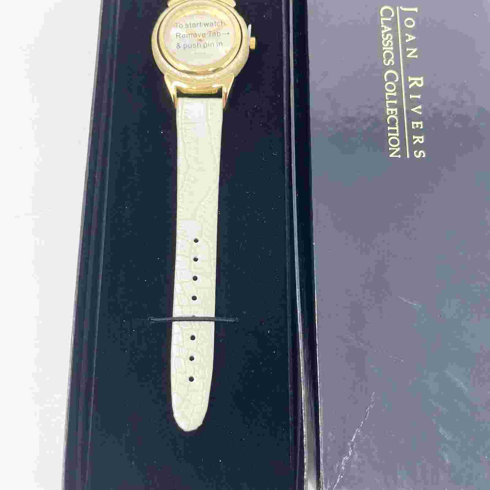 Joan Rivers Classics Collection Quartz Watch Leather Gold Tone White Round
