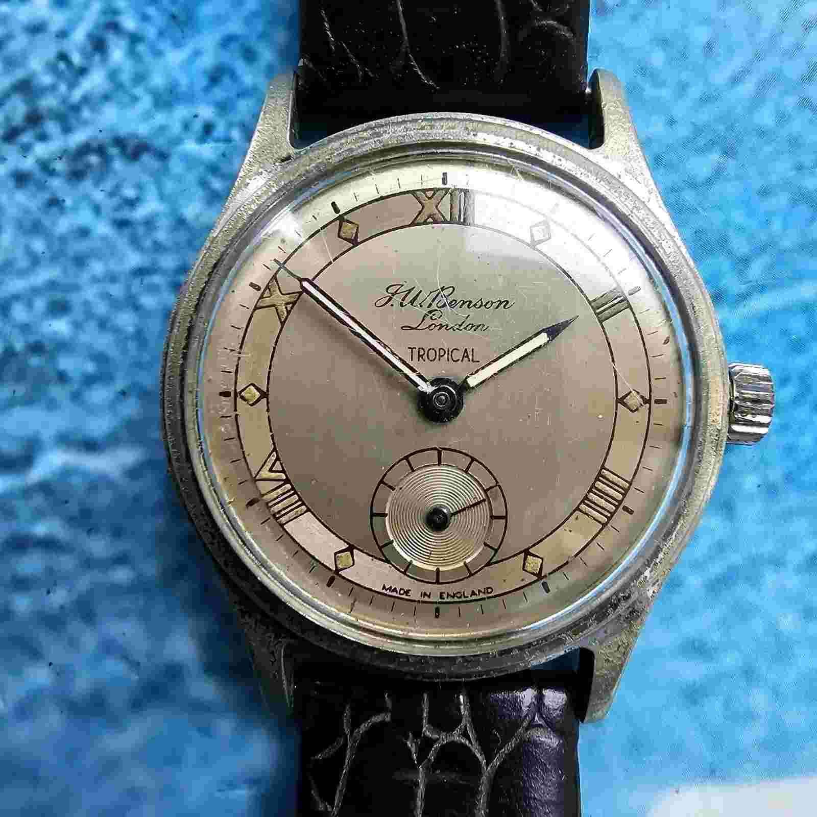 Vintage J W Benson Tropical Men's Watch Aquatite Case