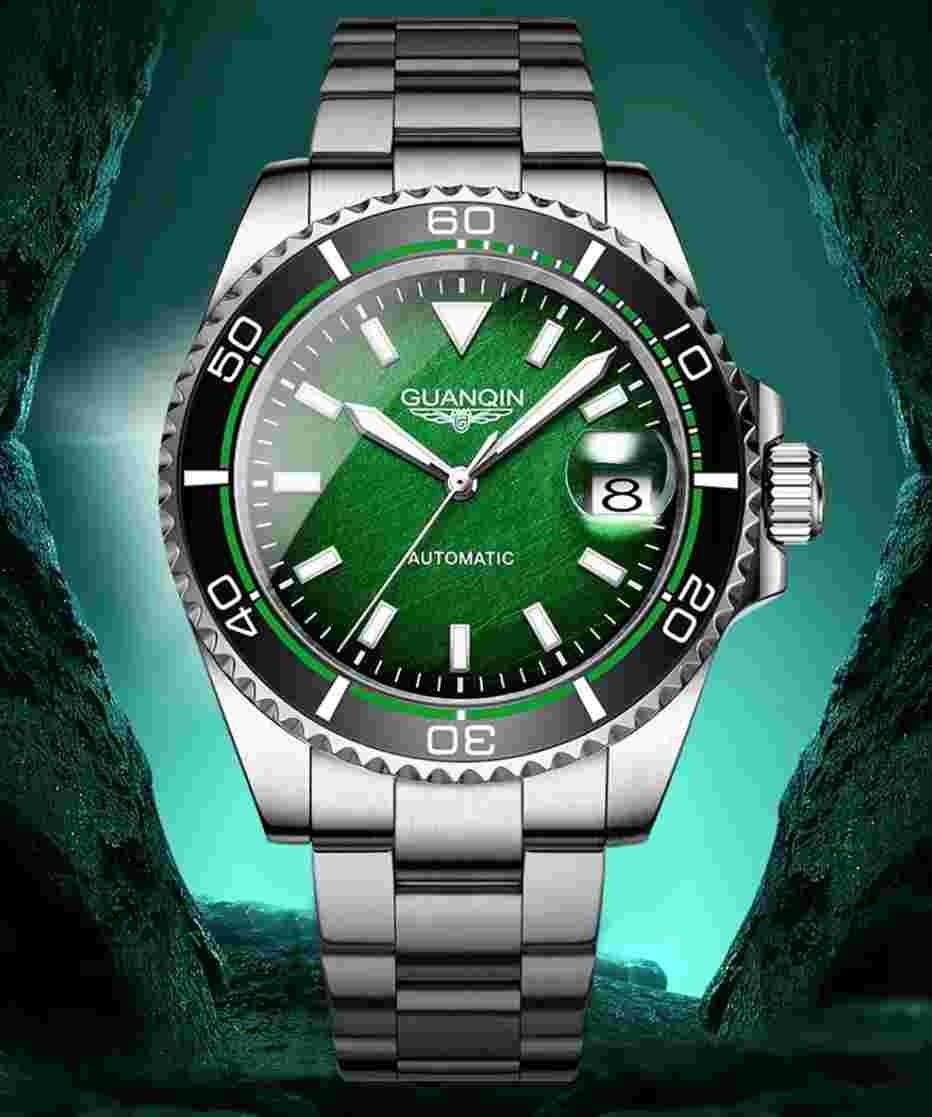 GUANQIN GJ-16199 ALL STEEL DIVE WATCH SEIKO NH35 CERAMIC SAPPHIRE BGW9 100m