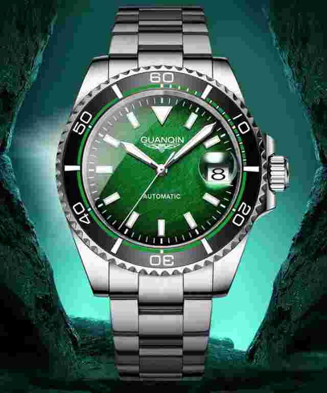 GUANQIN GJ-16199 ALL STEEL DIVE WATCH SEIKO NH35 CERAMIC SAPPHIRE BGW9 100m