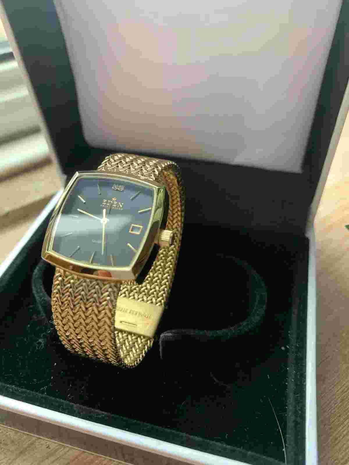 Eden Switzerland Made Gold Plated Mesh Bracelet Quartz Ladies Watch With Box