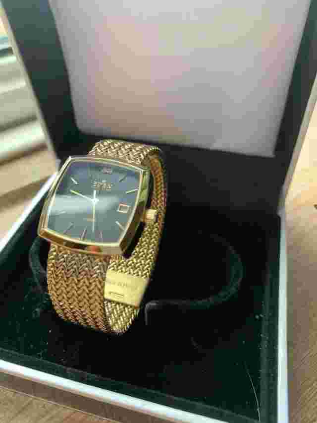 Eden Switzerland Made Gold Plated Mesh Bracelet Quartz Ladies Watch With Box