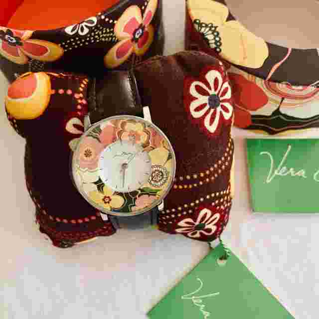 NEW VERA BRADLEY Buttercup Brown Leather Watch - New Tags With Box