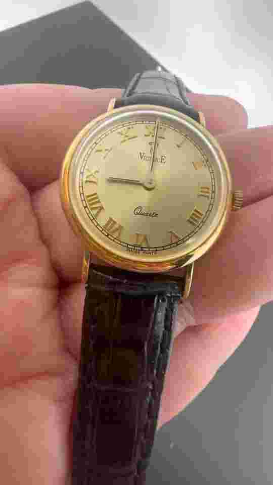 Vintage VICENCE Quartz 14K 585 Gold MILOR ITALY Watch Wristwatch