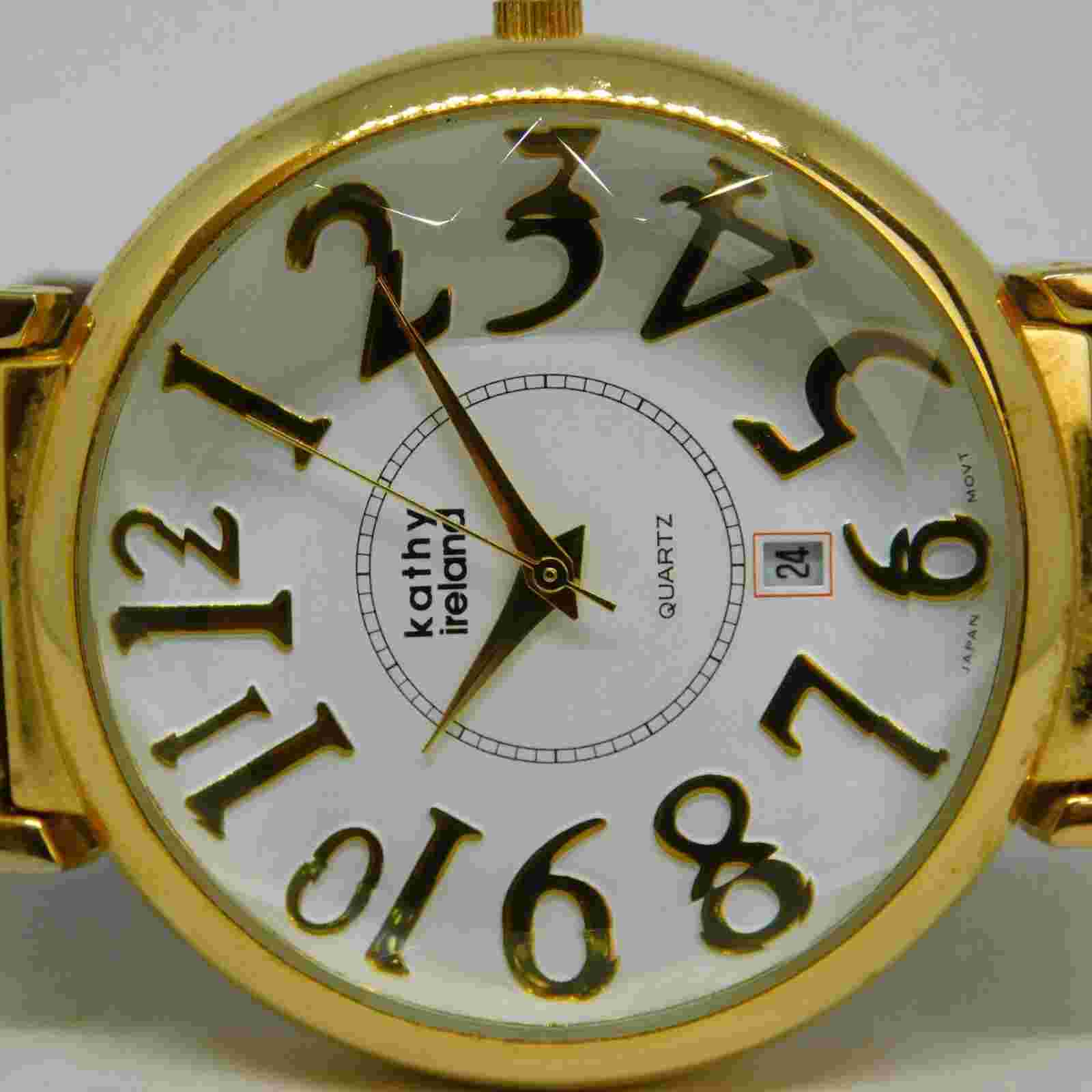 Kathy Ireland Braided Band Genuine Leather Quartz Women's Watch New Battery