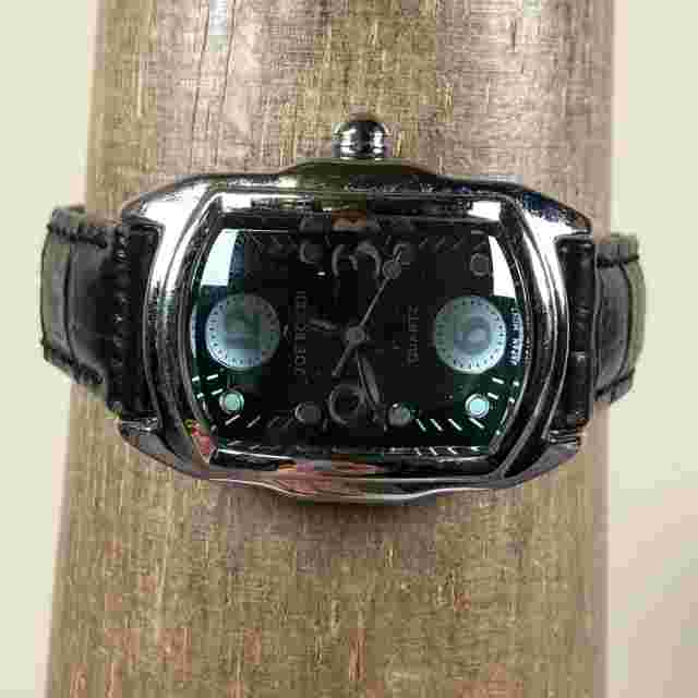Vintage Joe Boxer Men I315 Black Leather 28mm Quartz Watch 7" **READ DESCRIPTION