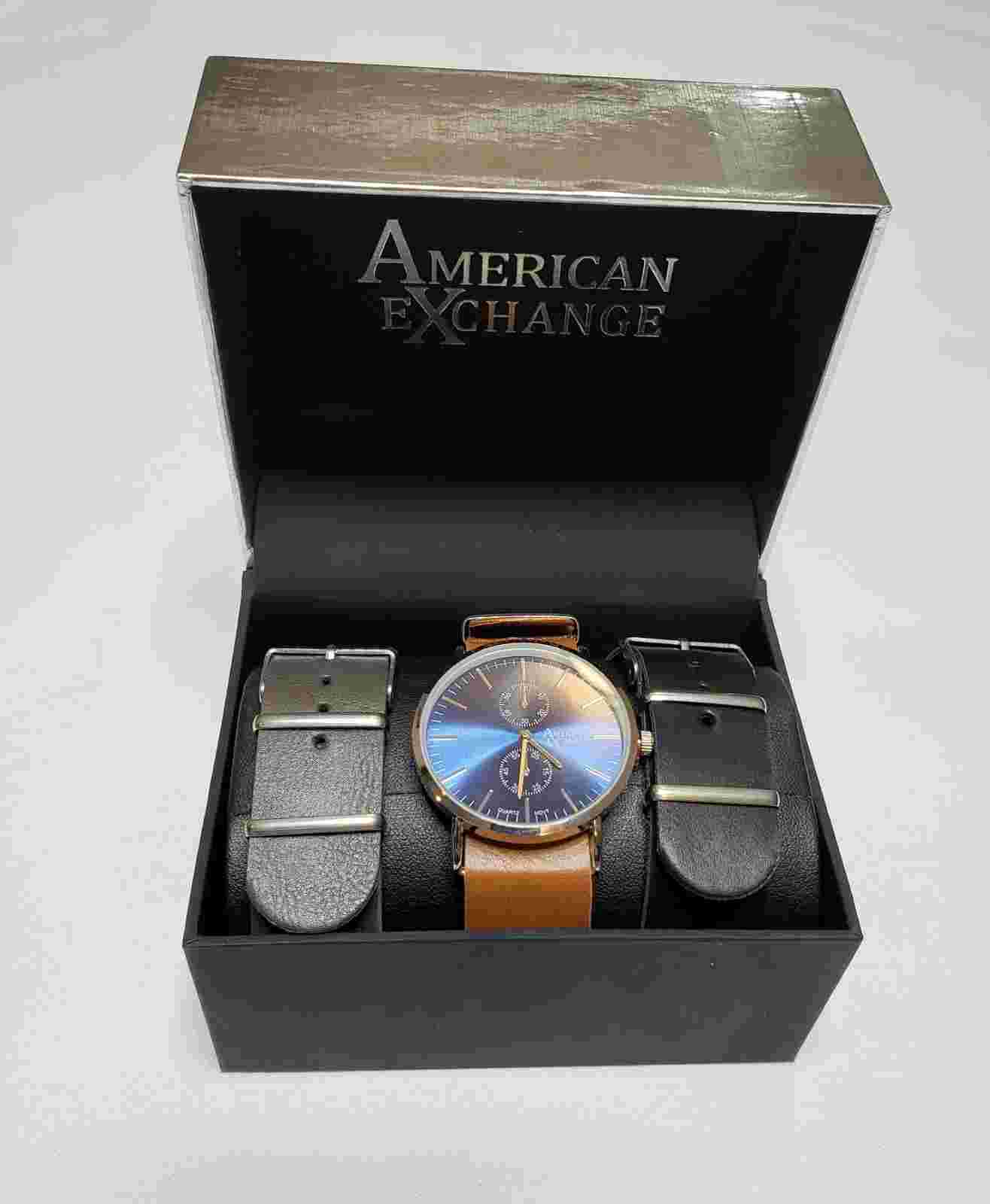 American eXchange Mens Watch 5153 Classy Includes 3 Leather Bands